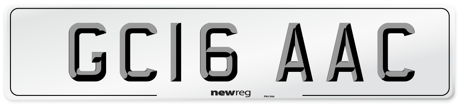 GC16 AAC Number Plate from New Reg